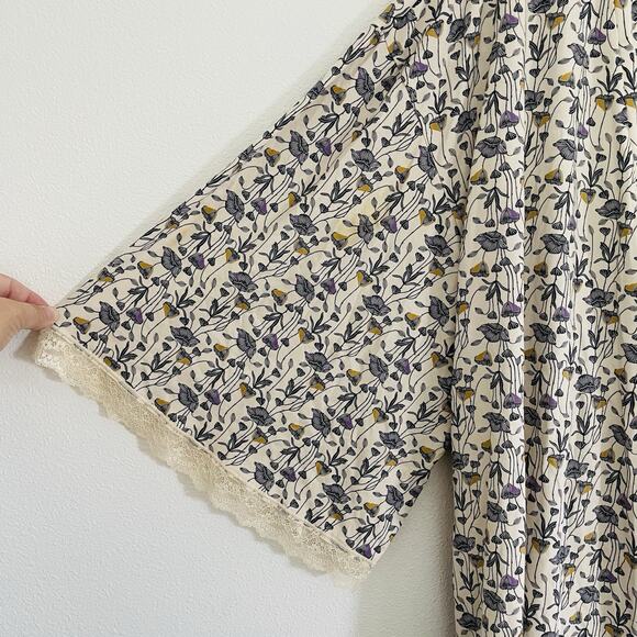 EUC ThirdLove Wonderknit Kimono Lace Robe Floral Purple Loungewear‎ Sexy Size 1X - Picture 2 of 7
